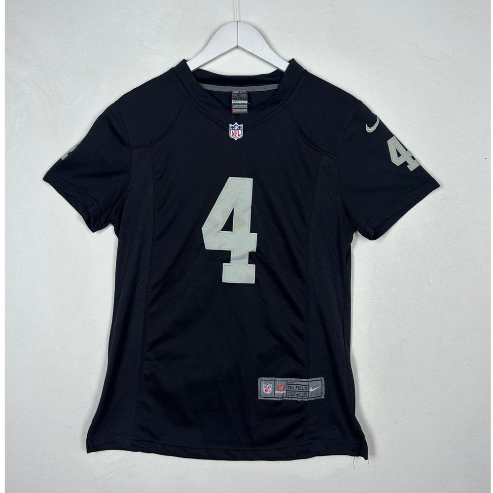 Nike NFL Oakland Raiders Derek Carr 4 Jersey Mens Large Black Silver On Field